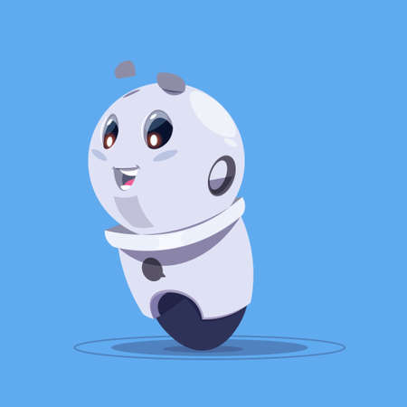 Cute Robot Isolated On Blue Background Modern Robotic Technology Artificial Intelligence Concept Flat Vector Illustrationのイラスト素材