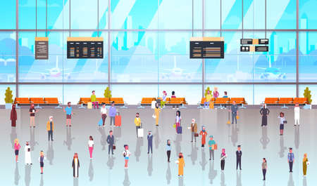Airport Interior With Passengersのイラスト素材