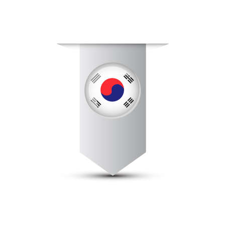 Sticker With South Korea Flag And Shadow Isolated On White Background Vector Illustrationのイラスト素材