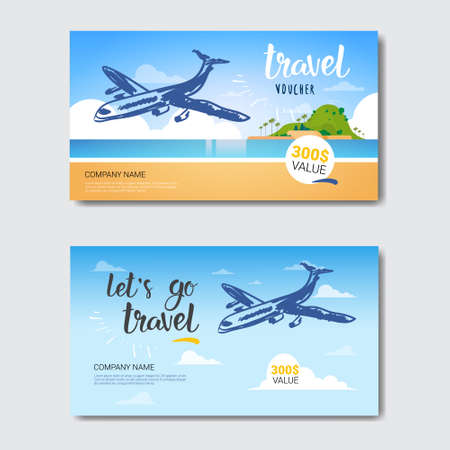 Travel Agency Template Vouchers Set, Collection Of Posters From Tourist Company Isolated Vector Illustration.のイラスト素材