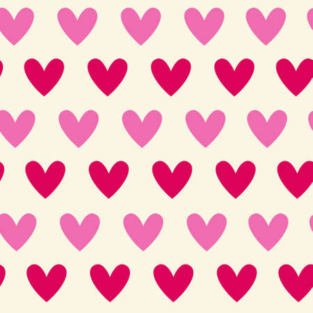 Retro Seamless Pattern Pink And Red Hearts On White Background Cute Ornament Vector Illustrationのイラスト素材