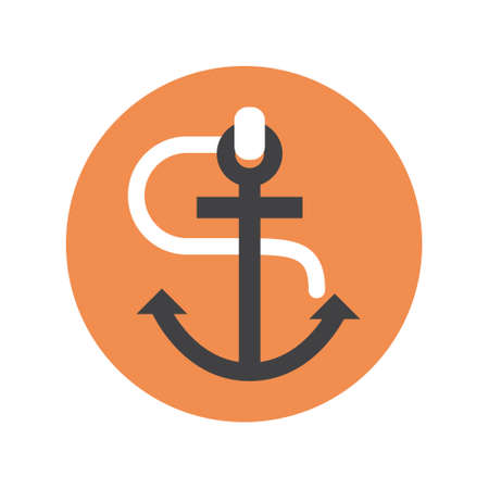 Anchor Icon Ship Equipment Concept Flat Vector Illustration