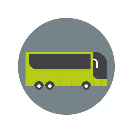Modern Tourist Bus Icon Travel Transport Concept Flat Vector Illustration.のイラスト素材