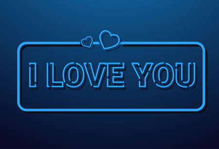 I Love You Message In Retro Style On Blue Background Vector Illustrationのイラスト素材