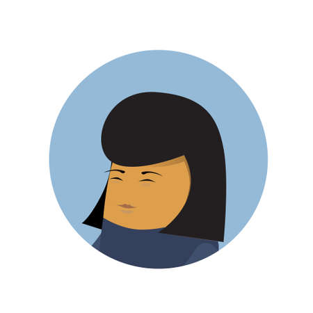 Asian Business Woman Profile Icon Isolated Chinese Or Japanese Businesswoman Avatar Flat Vector Illustrationのイラスト素材