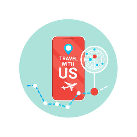 Travel With Us Flyer Of Modern Tourism Agency Isolated Icon Flat Vector Illustrationのイラスト素材