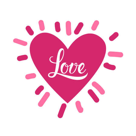 Love Card Background With Pink Heart And Lettering On White Invitation Or Greeting For Valentines Day Vector Illustrationのイラスト素材