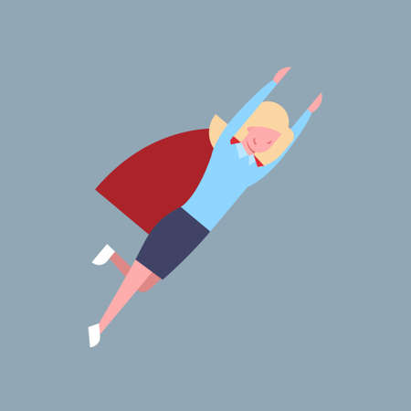 Business Woman Flying In Red Capeのイラスト素材