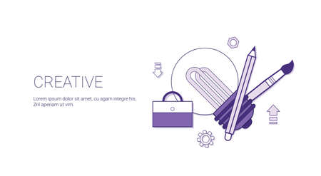 Creativity Business Concept Process Of Creative Development Template Web Banner With Copy Space Vector Illustrationのイラスト素材