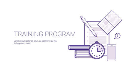 Training Program Education Business Concept Template Web Banner With Copy Space Vector Illustrationのイラスト素材