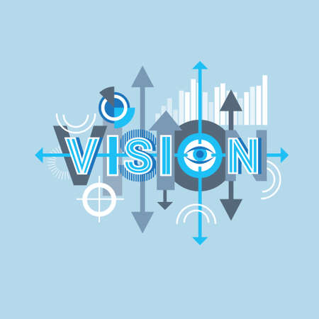 Vision Word Creative Graphic Design Modern Business Concept Over Abstract Geometric Shapes...