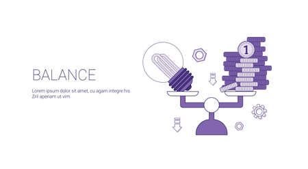 Balance Business Web Banner Template With Copy Space Thin Line Vector Illustrationのイラスト素材