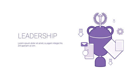 Leadership Business Success Web Banner Template With Copy Space Thin Line Vector Illustrationのイラスト素材