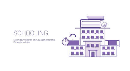 Academic Education Web Banner Template With Copy Space Thin Line Vector Illustrationのイラスト素材