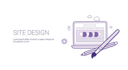 Web Site Design Programming Banner Template With Copy Space Thin Line Vector Illustrationのイラスト素材