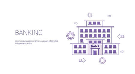 Banking Web Banner With Copy Space Business Finance Concept Vector Illustrationのイラスト素材
