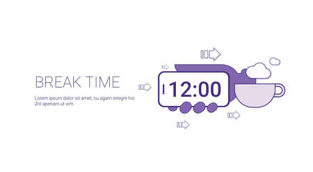 Coffee Break Time Web Banner With Copy Space Business Management Concept Vector Illustrationのイラスト素材