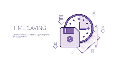 Time Saving Web Banner With Copy Space Business Scheduling Management Concept Vector Illustrationのイラスト素材
