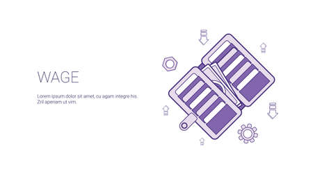 Wage Web Banner With Copy Space Business Salary Earnings Concept Vector Illustrationのイラスト素材