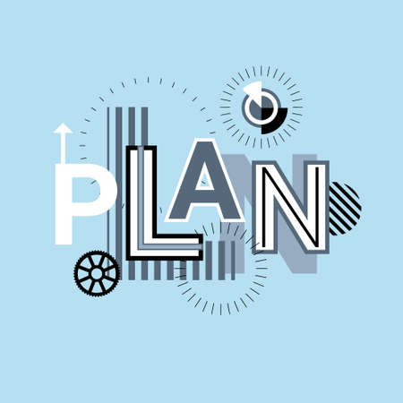 Plan Business Strategy Creative Word Over Abstract Geometric Shapes Background Web Banner Vector...