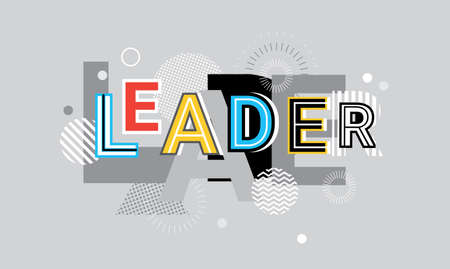 Leader Business Creative Word Over Abstract Geometric Shapes Background Web Banner Vector Illustrationのイラスト素材