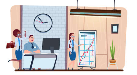 Creative Team Of Business People Work Together In Modern Office Coworking Space Businesspeople Group Brainstorming Flat Vector Illustrationのイラスト素材