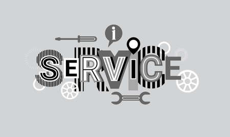 Service creative word over abstract geometric shapes background illustration.のイラスト素材