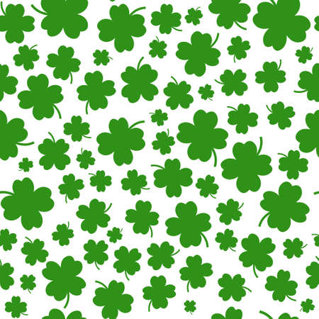 St. Patrick's Day Seamless Pattern Background With Shamrock Leaves On White Vector Illustrationのイラスト素材