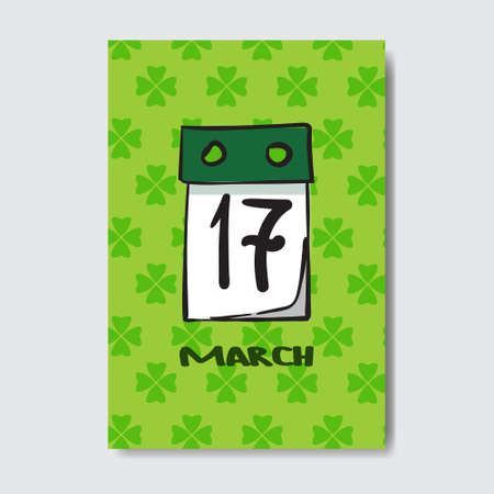 Happy Saint Patrick's Day Traditonal Irish Holiday Greeting Card Background With Shamrock Vector Illustrationのイラスト素材