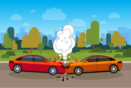 Car accident scene concept illustration.のイラスト素材