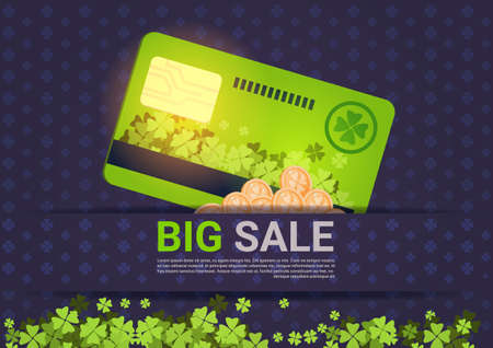 Big Sale For St. Patrick's Day Holiday Poster Template Credit Card Discounts Concept Vector Illustrationのイラスト素材