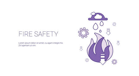 Fire Safety Technology Template Web Banner With Copy Space Vector Illustrationのイラスト素材
