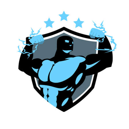 Fitness center icon with silhouette bodybuilder man modern gym icon template vector illustration.のイラスト素材