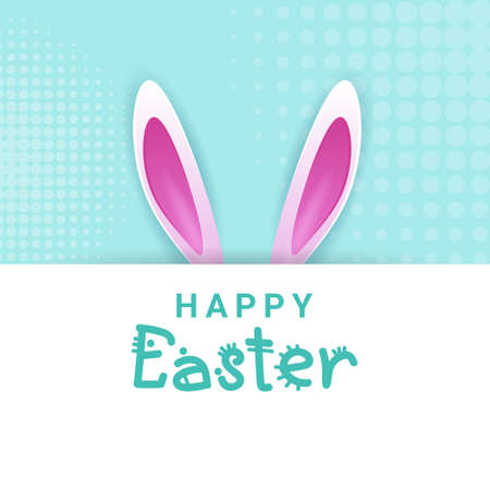 Creative Happy Easter Greeting Card With Bunny Ears On Pop Art Retro Background Vector Illustrationのイラスト素材