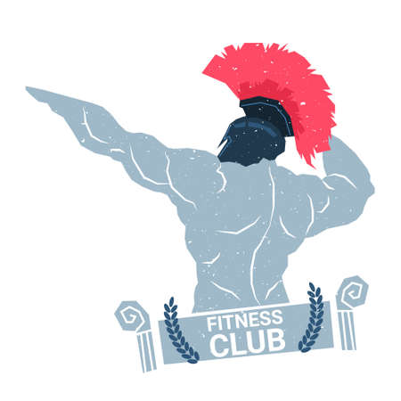 Creative Fitness Club Logo With Bodybuilder Man Silhouette Modern Sport Center Icon Template Isolated On White Background Vector Illustrationのイラスト素材