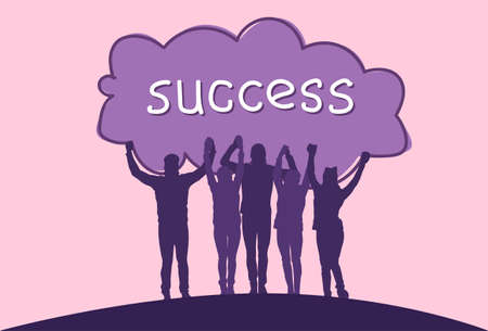 Happy Successful Team Silhouettesのイラスト素材