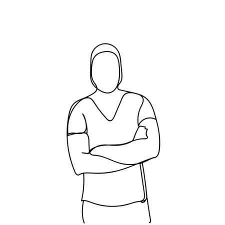 Male Silhouette Doodle, Portrait Of Man Isolated On White Background Vector Illustrationのイラスト素材