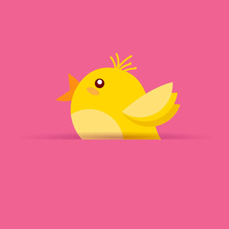 Cute Yellow Chicken On Pink Background Easter Holiday Symbol Vector Illustrationのイラスト素材