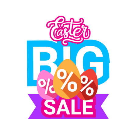 Easter Big Sale Banner Holiday Shopping Offers Poster Design Vector Illustrationのイラスト素材