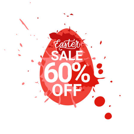 Big Easter Sale Sticker Egg Over Paint Splash Background Design Holiday Discounts Sign Vector Illustrationのイラスト素材