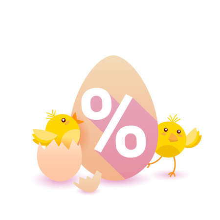 Easter Sale Background With Cute Chicken In Egg Holiday Shopping Offers Poster Vector Illustrationのイラスト素材