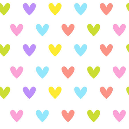 Cute Seamless Pattern With Colorful Heart Shapes Ornament On White Background Vector Illustrationのイラスト素材