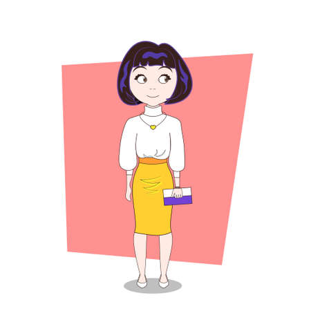 Young Cute Girl Attractive Woman In Modern Clothes Full Length Vector Illustrationのイラスト素材