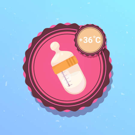 Baby Feeding Bottle With Milk Icon Flat Vector Illustrationのイラスト素材