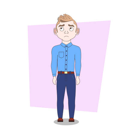 Young Man In Casual Clothes Full Length Male Hipster Flat Vector Illustrationのイラスト素材