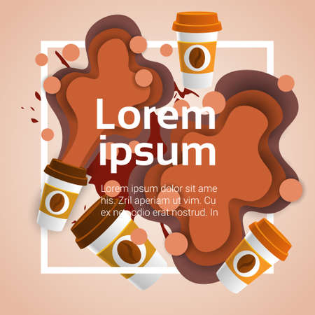 Template Coffee Abstract Background With Copy Space Flat Vector Illustrationのイラスト素材