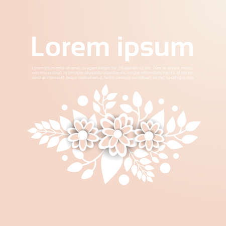 Template Floral Ornament Background Beautiful White Flowers Over Pastel Copy Space Vector Illustrationのイラスト素材