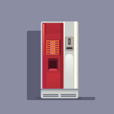 Coffee Vending Machine Realistic On Grey Background Isolated Flat Vector Illustrationのイラスト素材