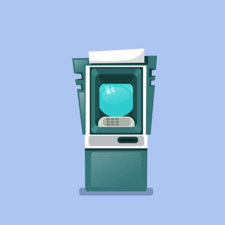 Atm Machine Icon Isolated Terminal For Cash Withdraw Flat Vector Illustrationのイラスト素材