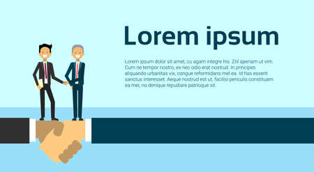 Handshake Two Business Men Shaking Hands Agreement And Partnership Concept Flat Vector Illustrationのイラスト素材